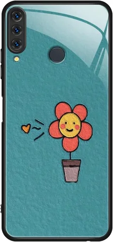 Vista 10 de Funda delgada compatible con Huawei P30 Lite, vidrio templado y TPU suave, funda protectora a prueba de golpes de frutas a prueba de golpes para Azul