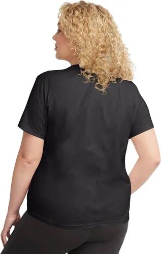 Vista 2 de Hanes Camiseta de algodón Originals, camisetas de talla grande para mujer, cuello redondo clásico