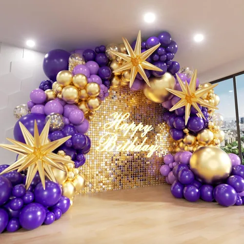 Vista 12 de Kit de Arco de Globos Azul ADOINBY, kit de 152 piezas de globos cromados macarrón azul marino y estrellas, kit de globos de diferentes tamaños