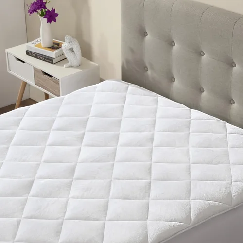 Vista 9 de Mastertex Funda de colchón doble abombada, relleno de fibra extra afelpada, cubierta con protector de colchón de forro polar acolchado blanco, dos