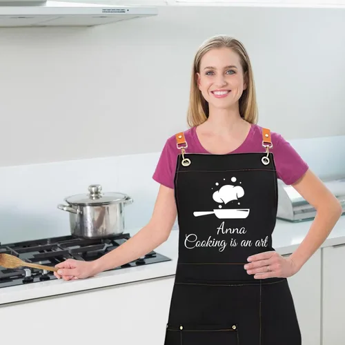 Vista 7 de Delantal personalizado: delantales personalizados para hombres y mujeres, delantal de cocina ajustable con texto y foto, regalos para hornear