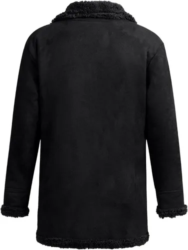 Vista 4 de Ymosrh Chaqueta de motocicleta para hombre, chaqueta de piel de oveja cálida con forro de lana sintética de montaña, chaqueta de cuero para hombre