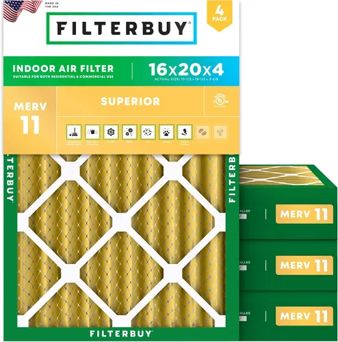Vista 13 de Filterbuy Filtro de Aire 12x12x1 pulgadas MERV 11 Defensa Superior contra Mascotas y Alergias (Paquete de 4), Filtros de Reemplazo Electrostáticos