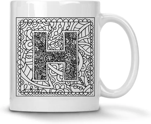 Vista 7 de Alankathy Mugs Taza de café monograma, 11 oz, color blanco (A)