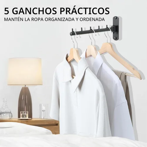 Vista 4 de Mooche - Percha giratoria para ropa, gancho de barra para colgar prendas montado en la pared, estante plegable resistente para secar, sistema