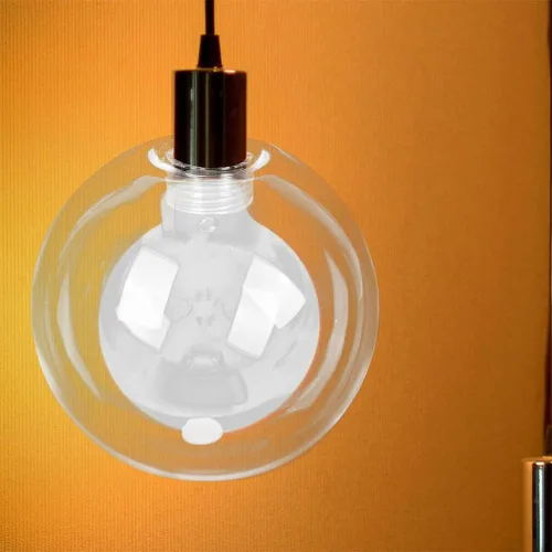 Vista 9 de Globo de luz de vidrio transparente esférico pantalla de cristal G9 roscada burbuja para luz (4.724 in) lámpara poste sombra
