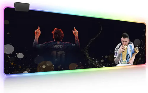 Vista 6 de Messi Champion World Cup RGB Soft Gaming Mouse Pad - Alfombrilla de mouse grande de gran tamaño con LED extendida, base de goma antideslizante