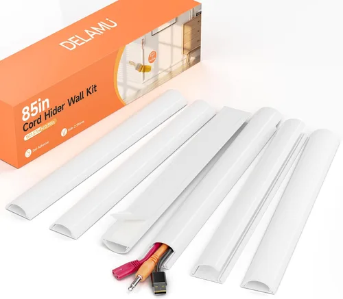 Vista 13 de Kit de ocultación de cables Delamu para pared con adhesivo, cubierta de alambre de múltiples funciones, 42.5 pulgadas para ocultar cables en Blanco
