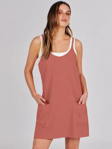 Vista 7 de Caracilia - Vestido corto de verano para mujer, estilo informal, sin mangas, faja moldeadora integrada, vestido de verano moderno, corto, atuendos