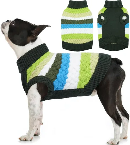 Vista 17 de Kuoser Suéter para perro, suéteres de Navidad para perros extra pequeños, suéter suave y cálido para perros, chaleco de punto trenzado colorido