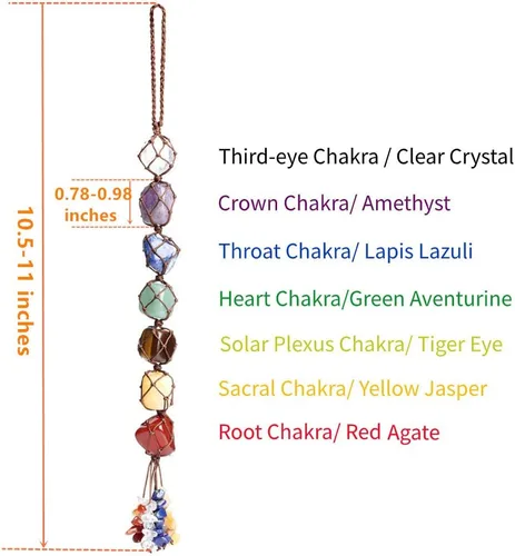Vista 2 de Adornos colgantes de cristal hechos a mano para ventana de automóvil, 7 chakras, decoración del hogar, adorno de Feng Shui, yoga, meditación