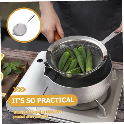 Vista 8 de Uonlytech Tamiz de harina de acero inoxidable multifunción Colador grande de malla conveniente suministro de cocina para hornear en el hogar, fácil