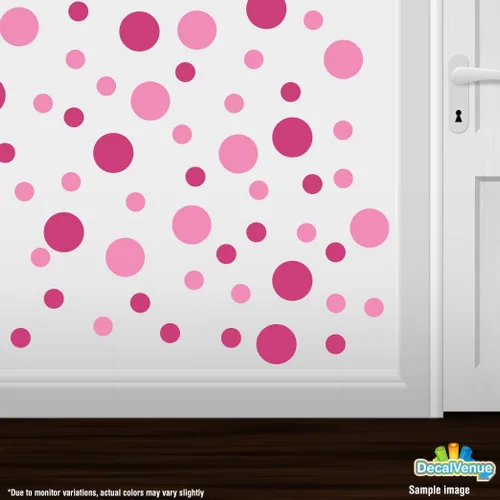 Vista 2 de Decal Venue - Juego de 30 calcomanías de vinilo para pared, diseño de círculos rosas y rosas intensos