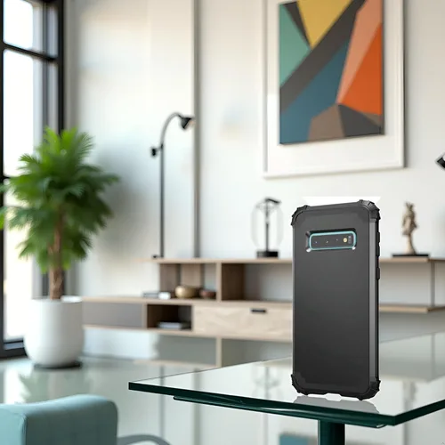 Vista 3 de IDweel Funda para Galaxy S10 Plus, 3 en 1, a prueba de golpes, delgada, híbrida, resistente, protección de policarbonato duro, silicona suave Negro