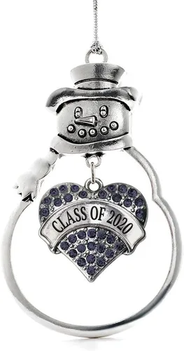 Vista 65 de Inspired Silver - Fuerza Aérea - Adorno de Navidad plateado - Adorno de árbol de Navidad con colgante de corazón azul con circonita cúbica