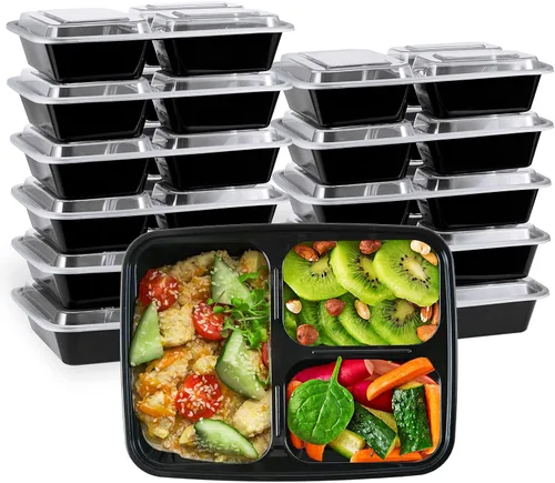 Vista 8 de MUCHII Paquete de 50 recipientes de preparación de comidas, cuencos redondos de plástico desechables de 24 onzas con tapas, aptos para microondas