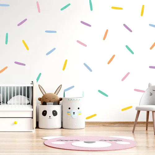 Vista 3 de LucyLews - Calcomanías de pared de confeti pastel, 160 gránulos extraíbles para guardería, habitación de niños y decoración de fiestas, acabado mate