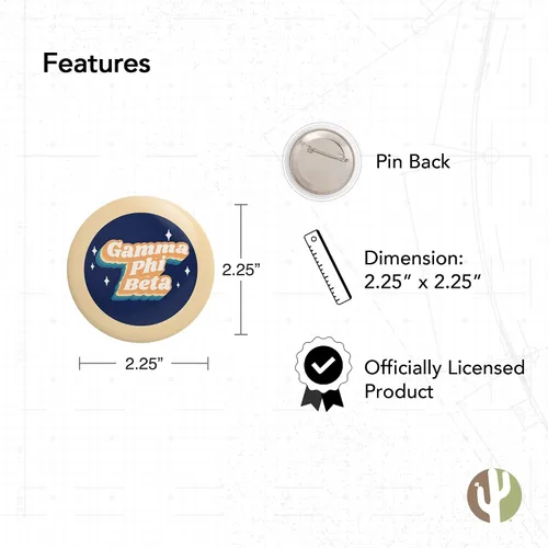Vista 2 de Desert Cactus Gamma Phi Beta Buttons Pin Back Badge Sorority 3 Pieces of Variety 2.25-inch