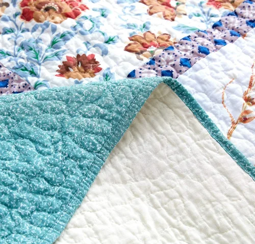 Vista 7 de Tache Home Colcha de cachemir floral bohemio rústico de algodón colcha de retazos