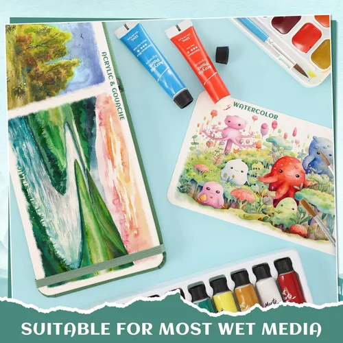 Vista 7 de 40 hojas de cuaderno de acuarela 4x6 pulgadas, papel de acuarela de 140 lb/300 GSM para bocetos de acuarela, papel de acuarela prensado en frío