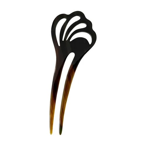 Vista 2 de Palillos para el pelo largo, palillo alisador de pelo natural de cuerno de búfalo, alfiler de 5.5 pulgadas, regalo para la madre, 1 unidad, flor