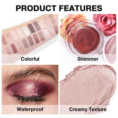 Vista 4 de evpct Paleta de maquillaje en pote de sombra de ojos en crema única para mujeres mayores, sombra de ojos de champán con shimmer, glitter metálico
