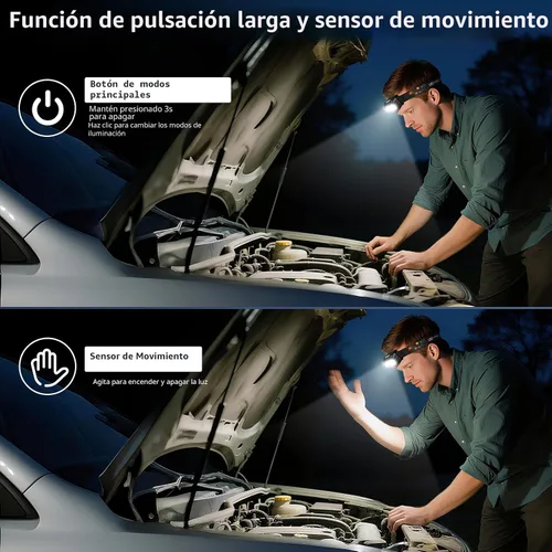 Vista 4 de LHKNL Linterna frontal recargable, lumen súper brillante, paquete de 2