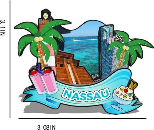 Vista 3 de Imán para nevera con imán de Nassau de Bahamas, monumentos en 3D, recuerdos coleccionables, decoración hecha a mano -718