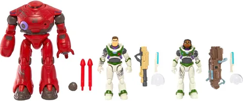 Vista 2 de Mattel Disney Pixar Lightyear Set con 3 figuras de acción, Space Rangers vs Robots Clash Pack con Buzz Lightyear, Izzy Hawthorne y Zyclops, escala
