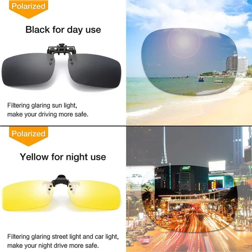 Vista 2 de Polarized Clip-on Sunglasses Anti-Glare Driving Glasses for Prescription Glasses