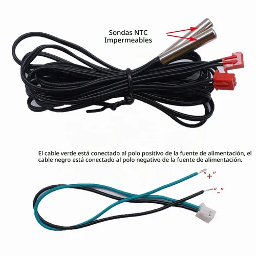 Vista 5 de Termómetro digital weideer, pantalla LED dual, Fahrenheit a Centígrado, ajustable DC 4-28V, -67~+248℉/-55～+120℃, sensor de temperatura de alta