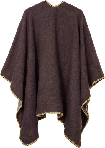 Vista 5 de Cárdigan cálido para mujer con frente abierto y estampado vintage poncho y capa