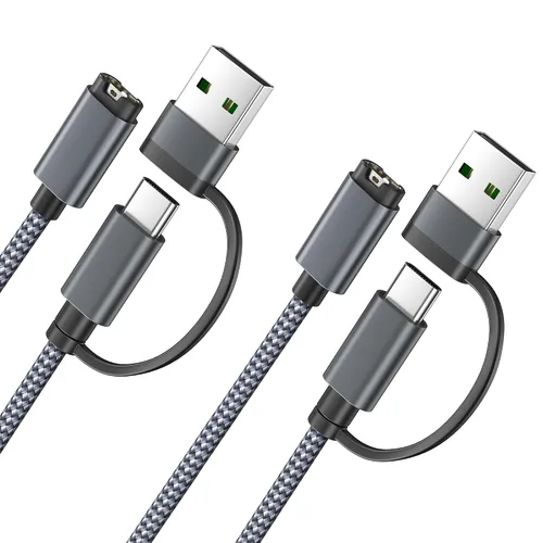 Vista 11 de Itramax Cable de carga 2 en 1 para Garmin Watch Cable de alimentación de 4 Ángulo - Negro