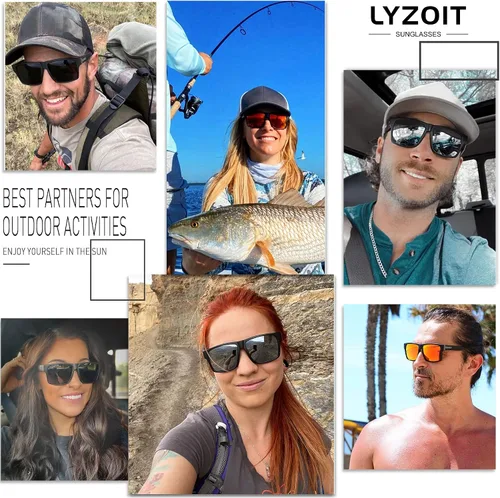 Vista 6 de LYZOIT Square Sunglasses for Men Women Polarized Oversized Big UV Protection Rectangle Shades