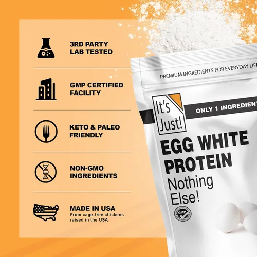 Vista 7 de It's Just! - Polvo de proteína de clara de huevo, proteína de claras de huevo secas, ingrediente para merengue, sin OGM, granjas de EE.UU.