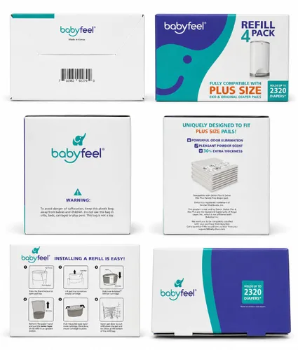 Vista 9 de Babyfeel Recambios compatibles con cubos de pañales DEKOR PLUS Paquete de 4 Exclusivo 30% de grosor extra Recambios de cubo de pañales