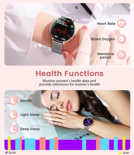 Vista 3 de LIGE Smart Watch for Women, 1.43" AMOLED Screen Smartwatch with Answer/Make Call for iOS/Android, Fitness Tracker with 120+ Sport Modes