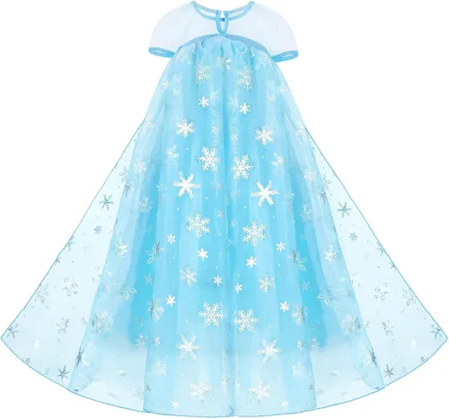 Vista 3 de Aoiviss Vestido de princesa Elsa para niñas, disfraz de Frozen para fiesta de cumpleaños de Halloween