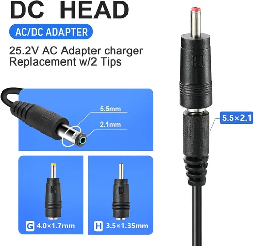 Vista 4 de Cargador de pistola de masaje de 24 V-25.2 V para Taotronics, Hypervolt, Opove, Toloco, Legiral, Bobbito, pistolas de masaje de percusión de tejido