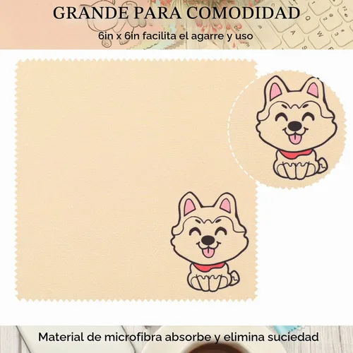 Vista 5 de WILLBOND Paño de limpieza de microfibra con diseño de perro, paño de microfibra suave multicolor para lentes, lentes de cámara, pantallas
