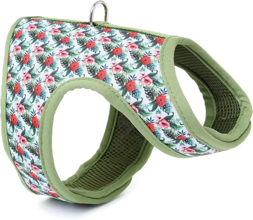 Vista 24 de Mile High Life Arnés para perro, chaleco floral de malla de aire para perros y gatos pequeños de 20 libras, fácil de poner, cierre fácil ajustable