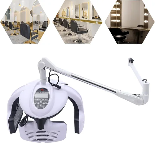 Vista 5 de Secador de pelo de montaje en pared, secador de pelo profesional de pared con brazo giratorio flexible y panel multifunción, temperatura ajustable