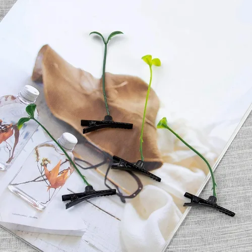 Vista 5 de AUEAR, Paquete de 20 pinzas para el pelo de brotes de frijoles de plantas, horquilla de guisante, accesorios para la cabeza para mujeres y niñas