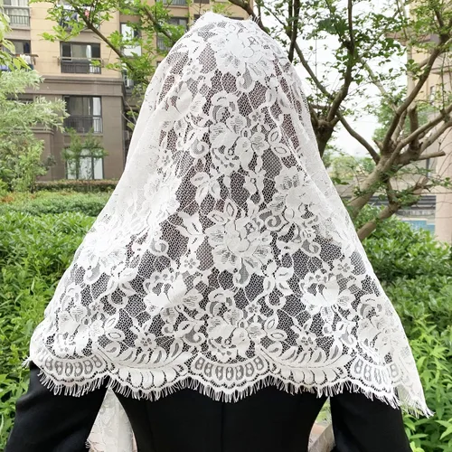Vista 3 de Cilkus Bufanda de encaje floral vintage con encaje y velo de encaje Mantilla Infinity