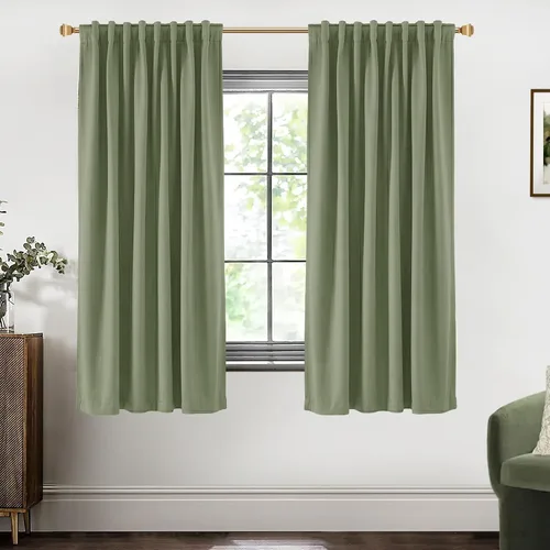Vista 81 de SHINELAND Cortinas opacas cortas para ventanas de dormitorio, cortinas de baño, 45 pulgadas de largo