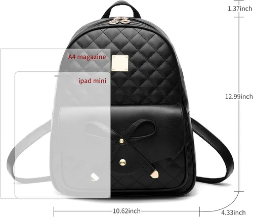 Vista 4 de I IHAYNER - Mochila de piel para niñas con moño, 2 unidades, para mujer