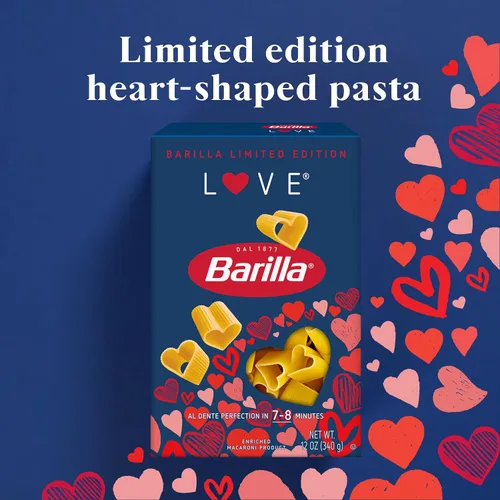 Vista 3 de Barilla Edición Limitada Love Pasta, Pasta en Forma de Corazón No Transgénica Hecha con Sémola de Trigo Duro - Certificada Kosher, Caja de 12 oz