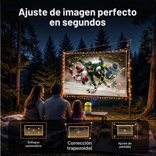 Vista 10 de [Office Google TV] Proyector, 500 lúmenes ISO, nativo 1080P, soporte 4K, enfoque automático y Keystone, duplicación WiFi y Bluetooth de 2 vías