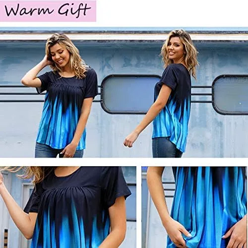 Vista 3 de Rainoop Blusas de verano para mujer, de manga corta, plisadas, de encaje, tallas grandes, tallas M-4XL