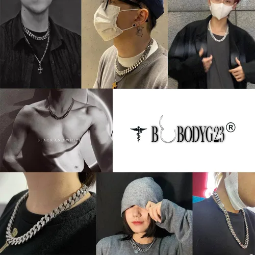 Vista 6 de BCBODYG23 Collar para hombre, cadena cubana, cadenas de acero inoxidable para hombres y mujeres, joyería gruesa Miami Hip Hop Big Gargantilla